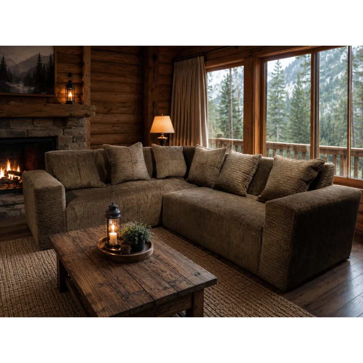 5-Seater fabric L-shape lounge suite
